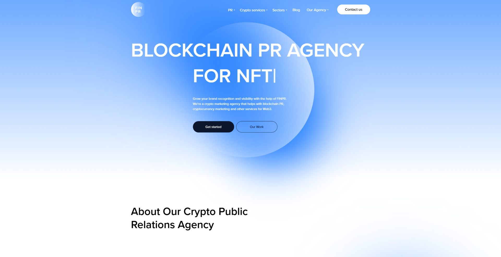 FINPR blockchain PR agency for NFT homepage