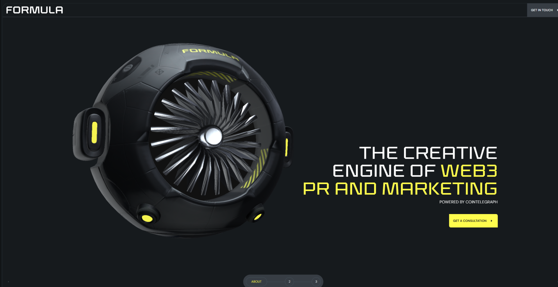 Formula by CoinTelegraph Web3 PR and marketing agency homepage