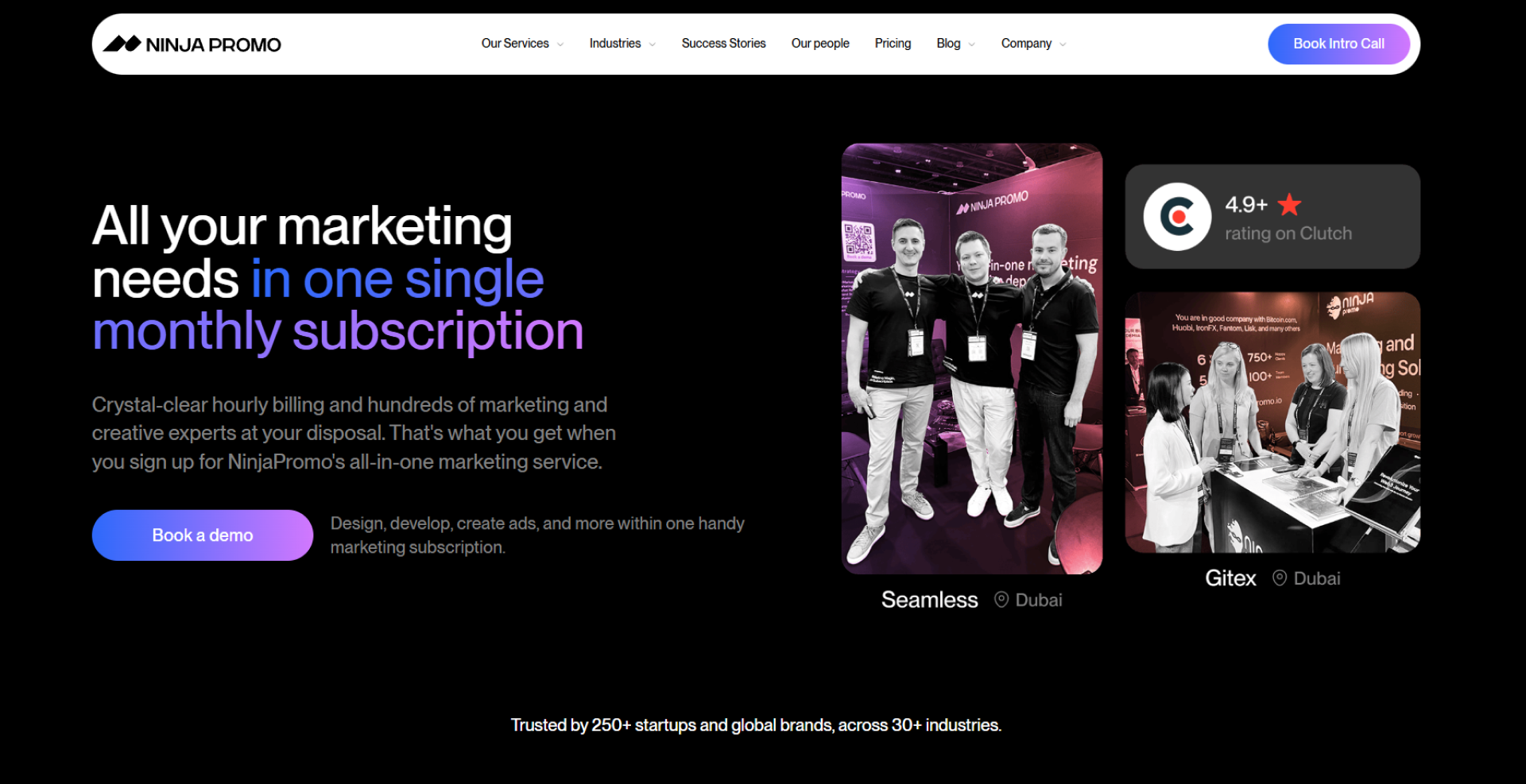NinjaPromo all-in-one marketing subscription agency homepage