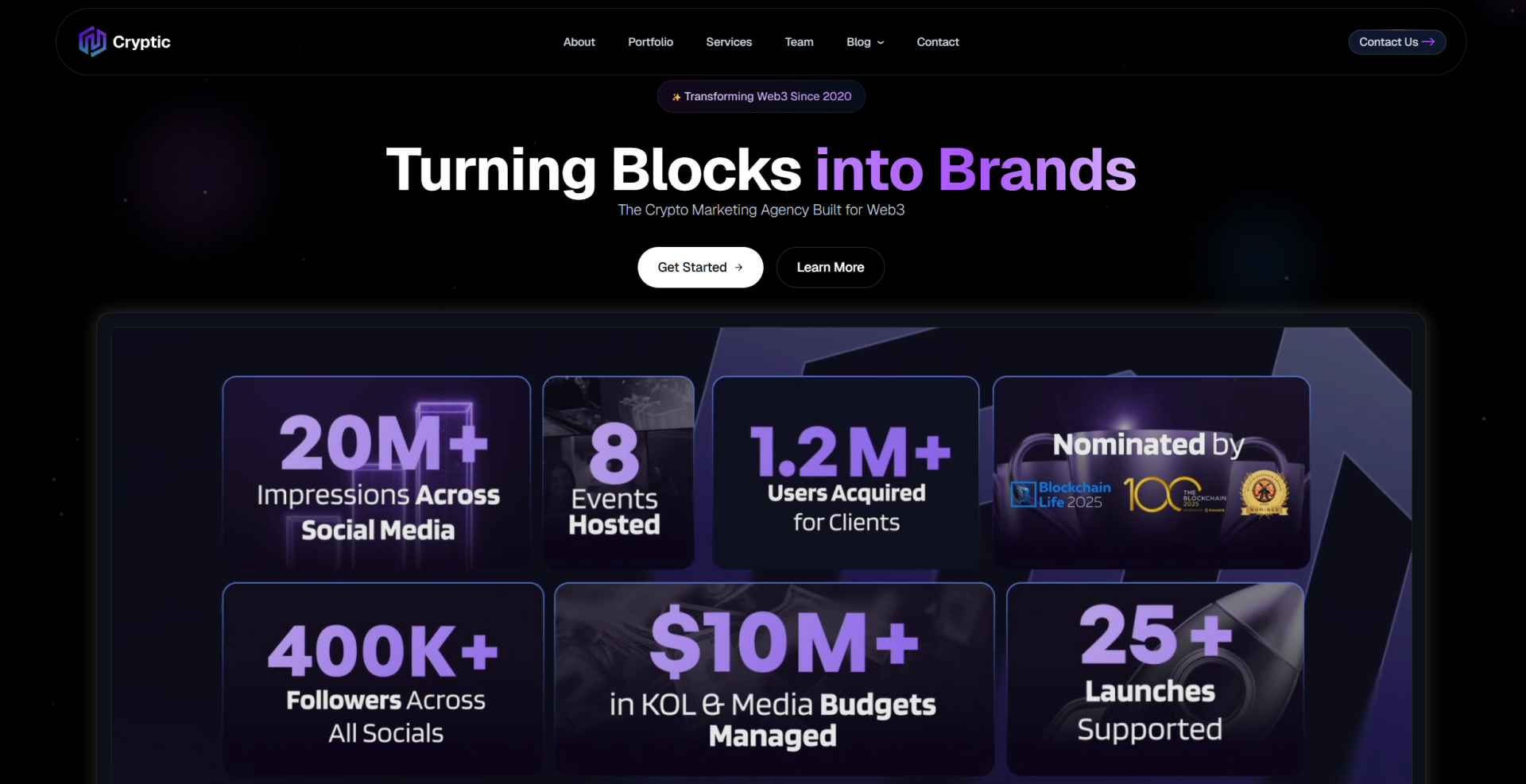 Cryptic crypto marketing agency Dubai homepage - Web3 branding and blockchain marketing services