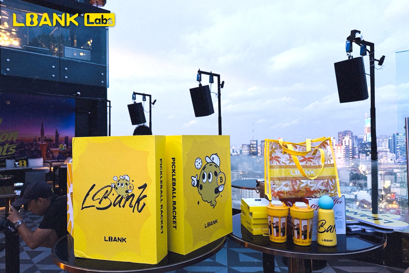 Limited-edition LBank Labs merchandise on display at VIP Saigon Nights in Saigon