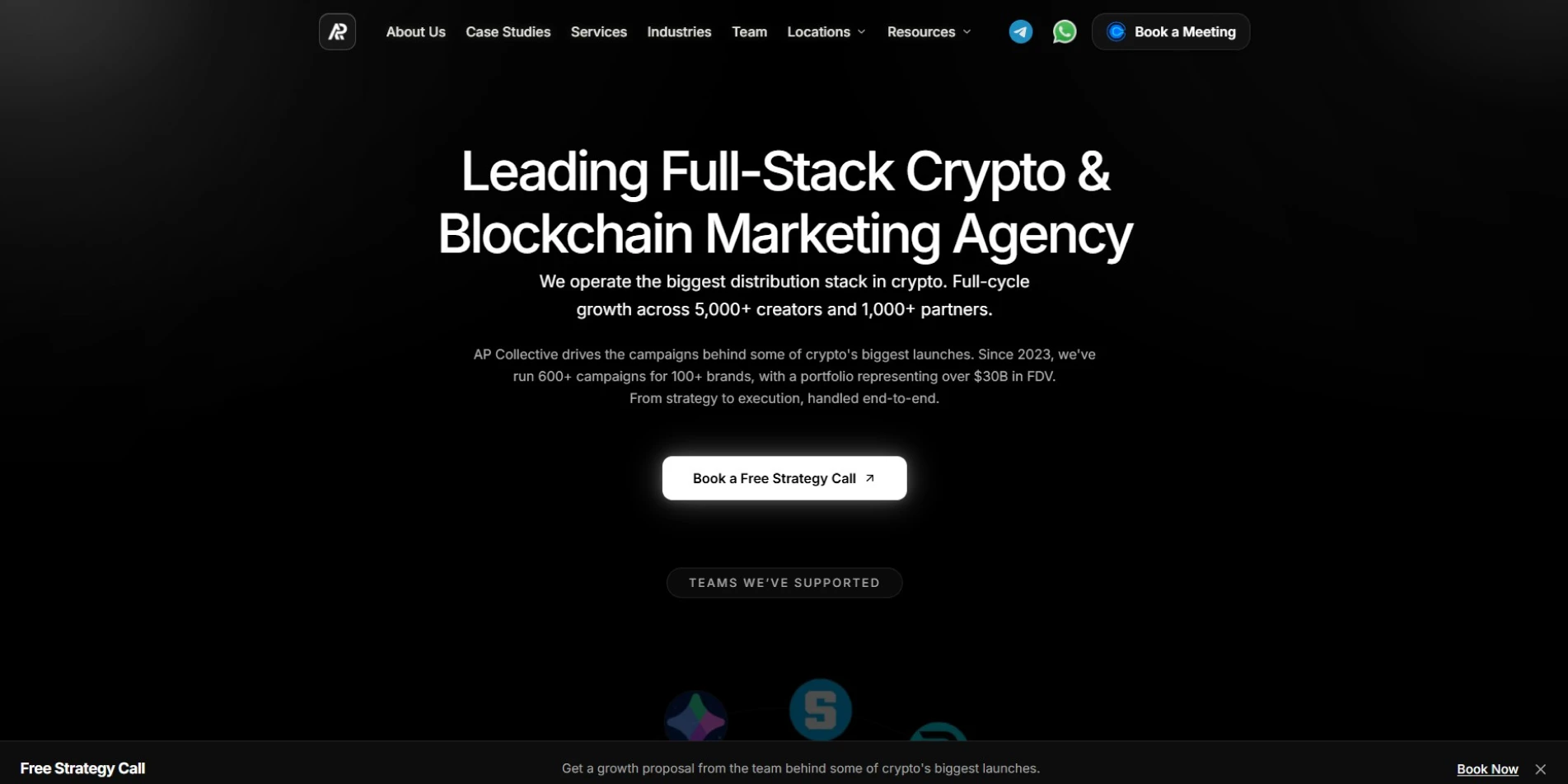 AP Collective crypto creator marketing agency homepage