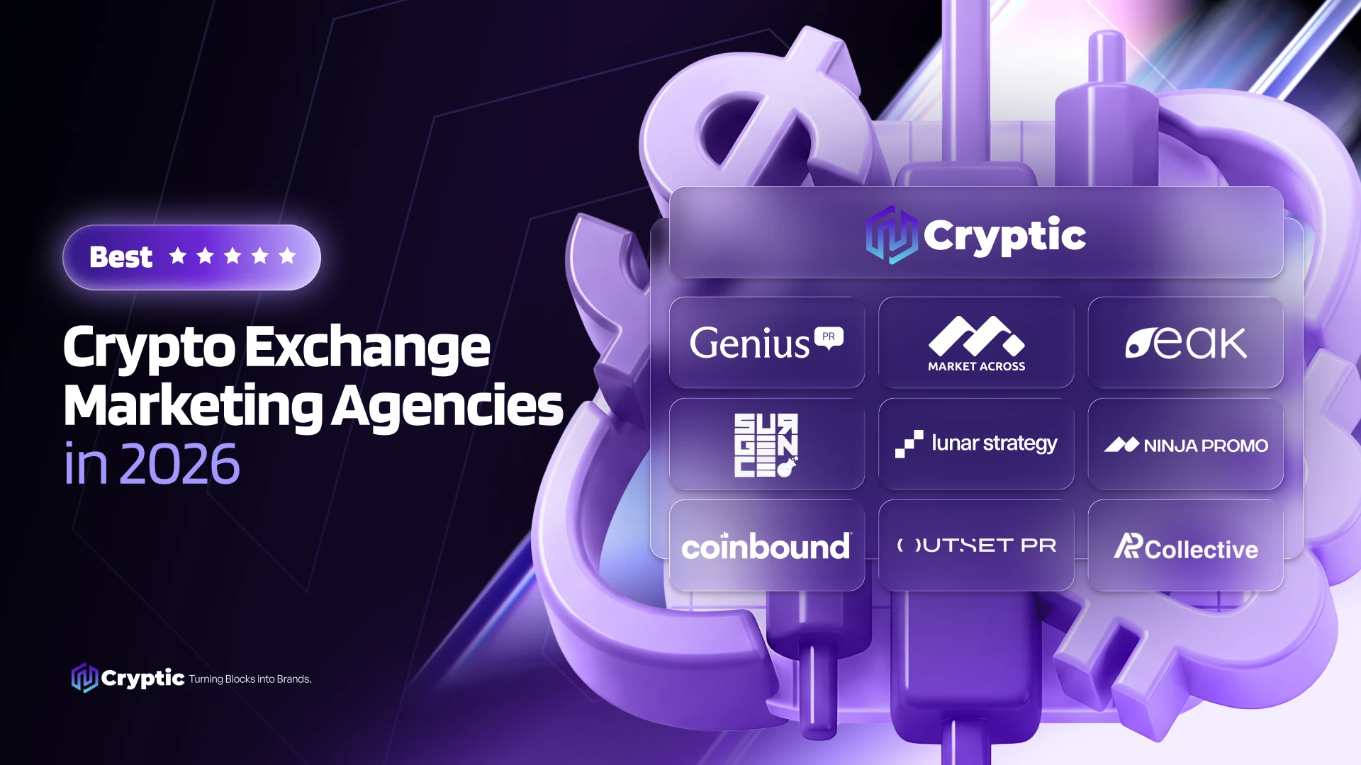Best crypto exchange marketing agencies in 2026 ranked by Cryptic: Cryptic, Genius PR, MarketAcross, EAK Digital and more