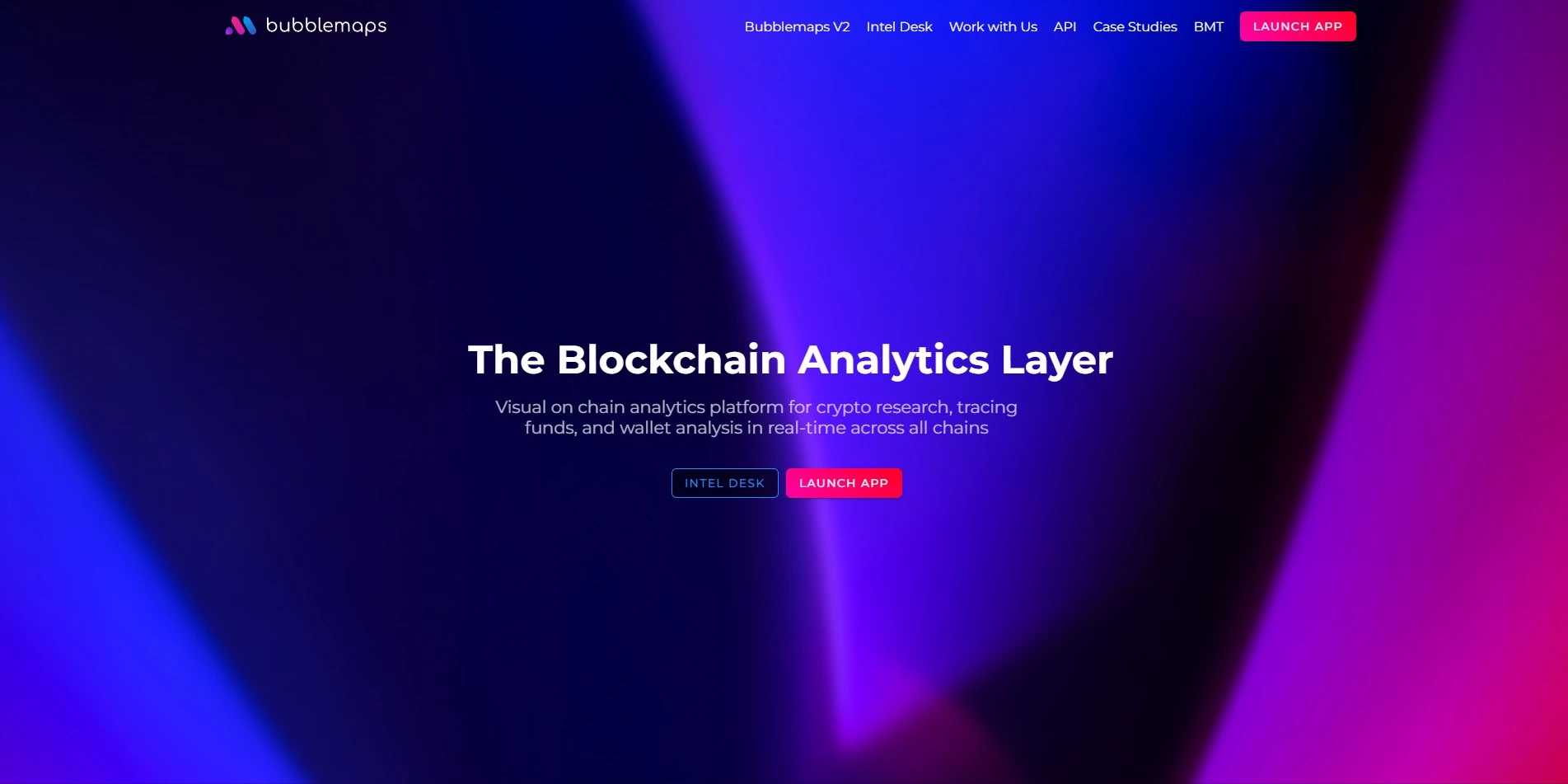 Bubblemaps homepage, an on-chain analytics tool for wallet clustering and token holder analysis