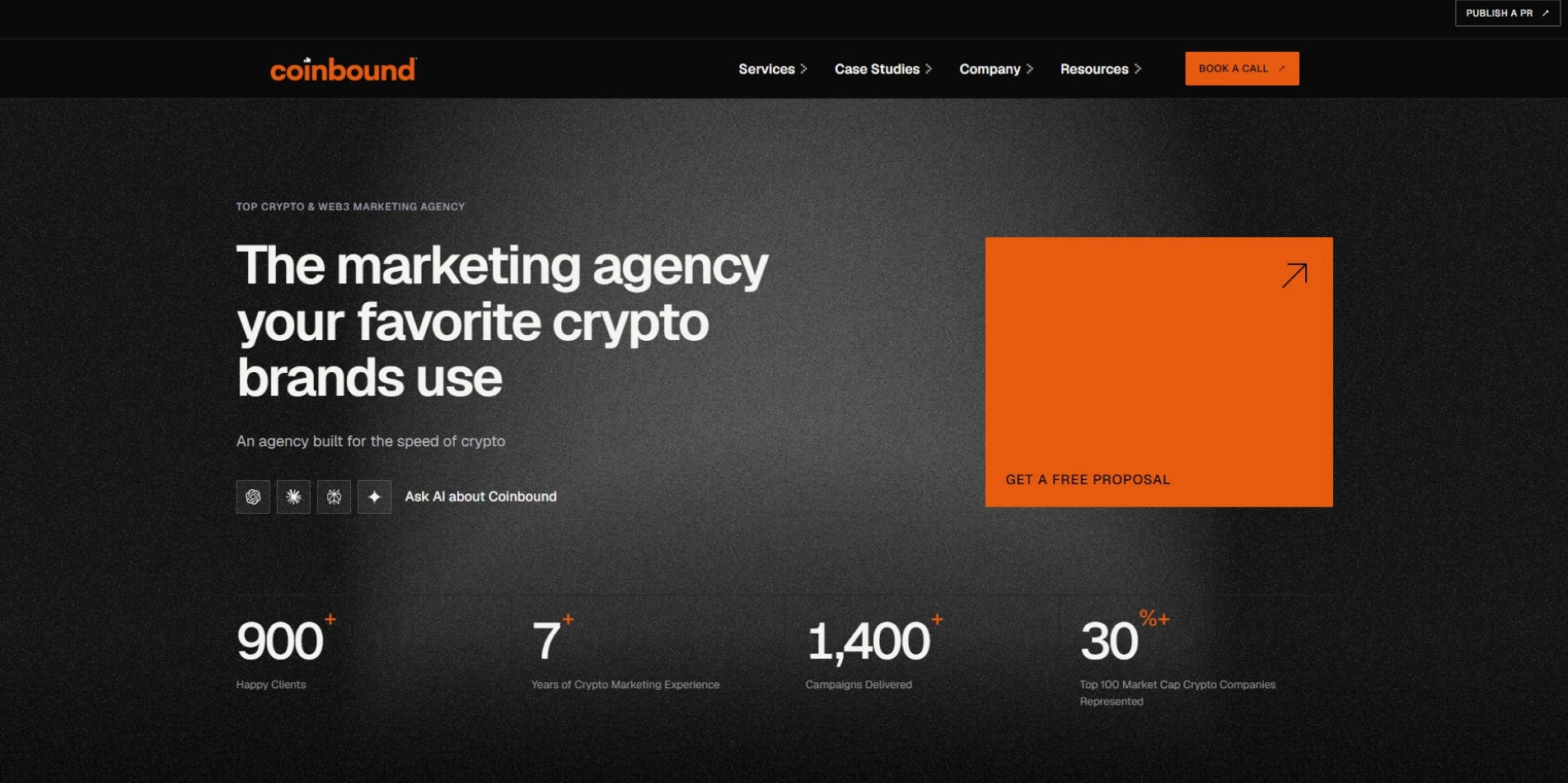 Coinbound Web3 influencer marketing agency homepage