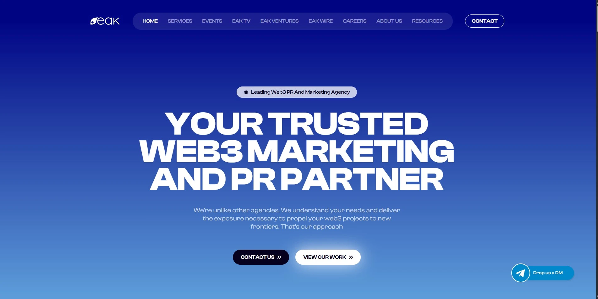 EAK Digital event anchored crypto KOL agency homepage