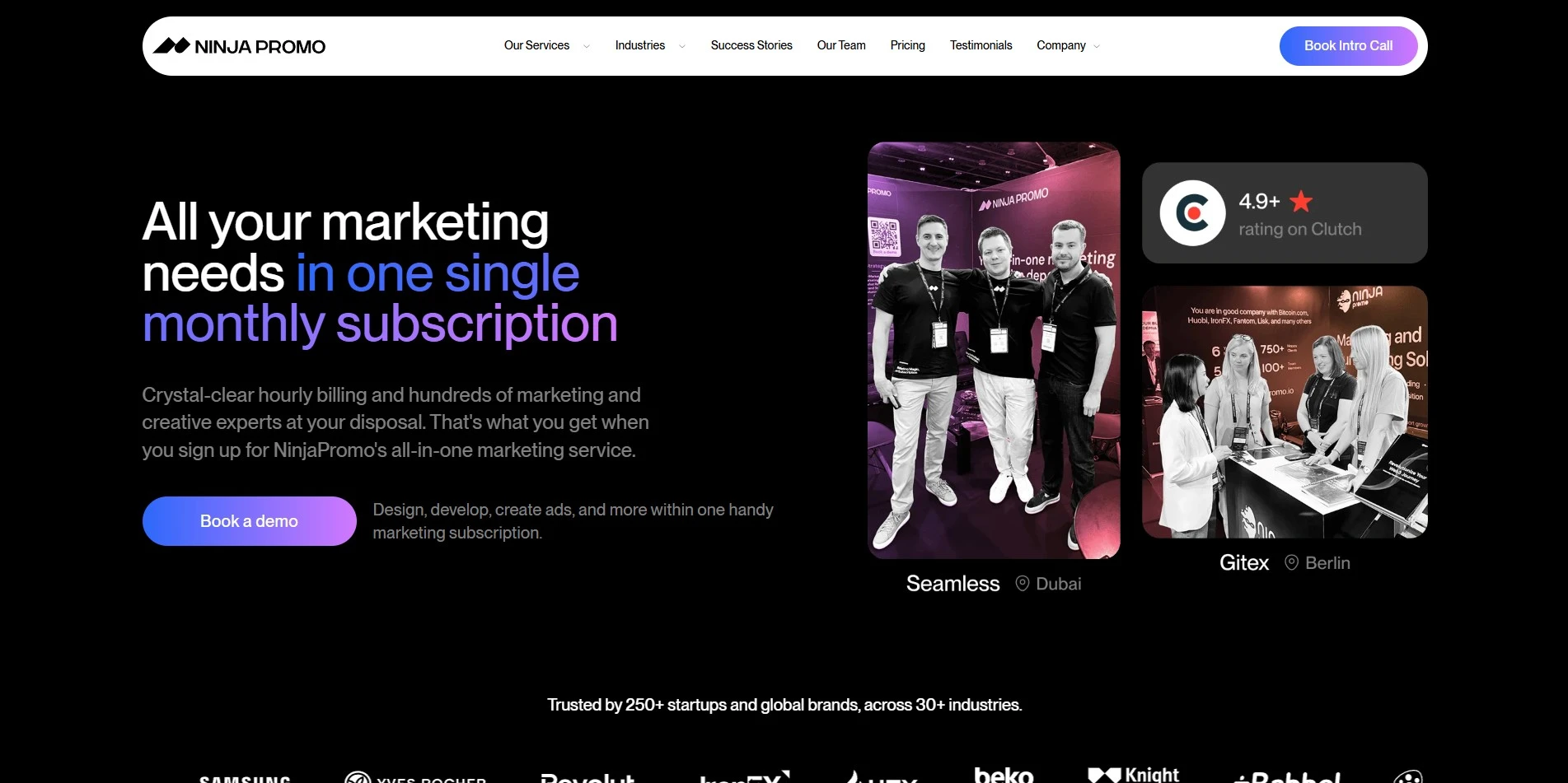 NinjaPromo crypto marketing agency homepage